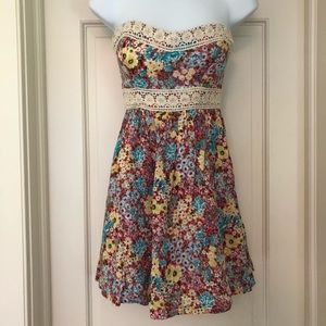 Trixxi Floral Strapless Dress Sz 3
